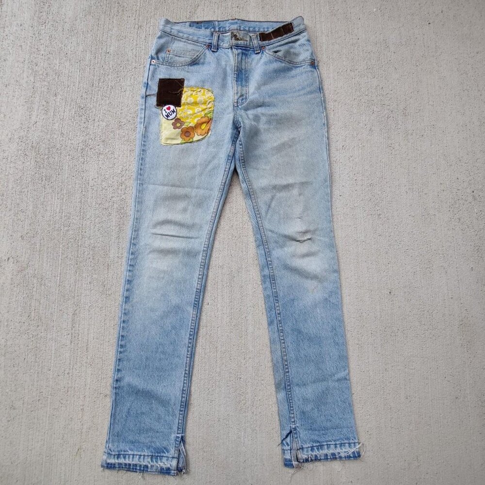Vintage 'Levis' orange tab light wash flared denim with custom vintage men's 32